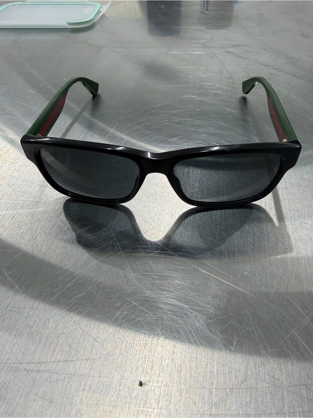 Gucci Black Sunglasses with Green and Red Temple Accents